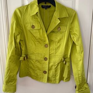Jones New York Lime Green Button-Front Casual Blazer Jacket petite small